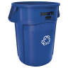 Rubbermaid Commercial, VENTED BRUTE, Recycling, 44 gal, Resin, Blue, Round, Receptacle
