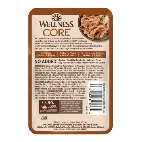 Wellness CORE Tiny Tasters Chicken & Turkey Pate back packaging