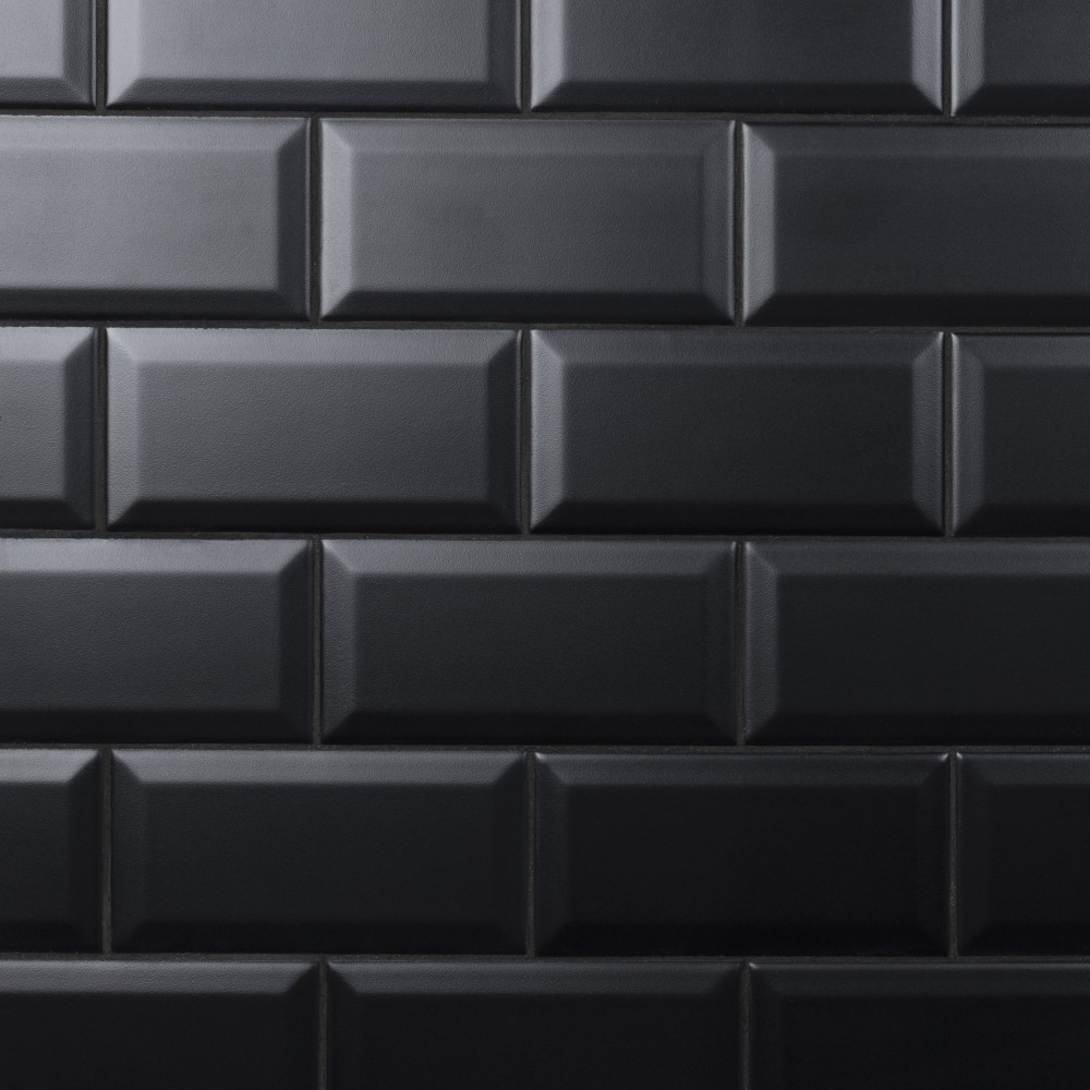 Crown Heights Beveled Matte Black 3 in. x 6 in. Ceramic Wall Tile