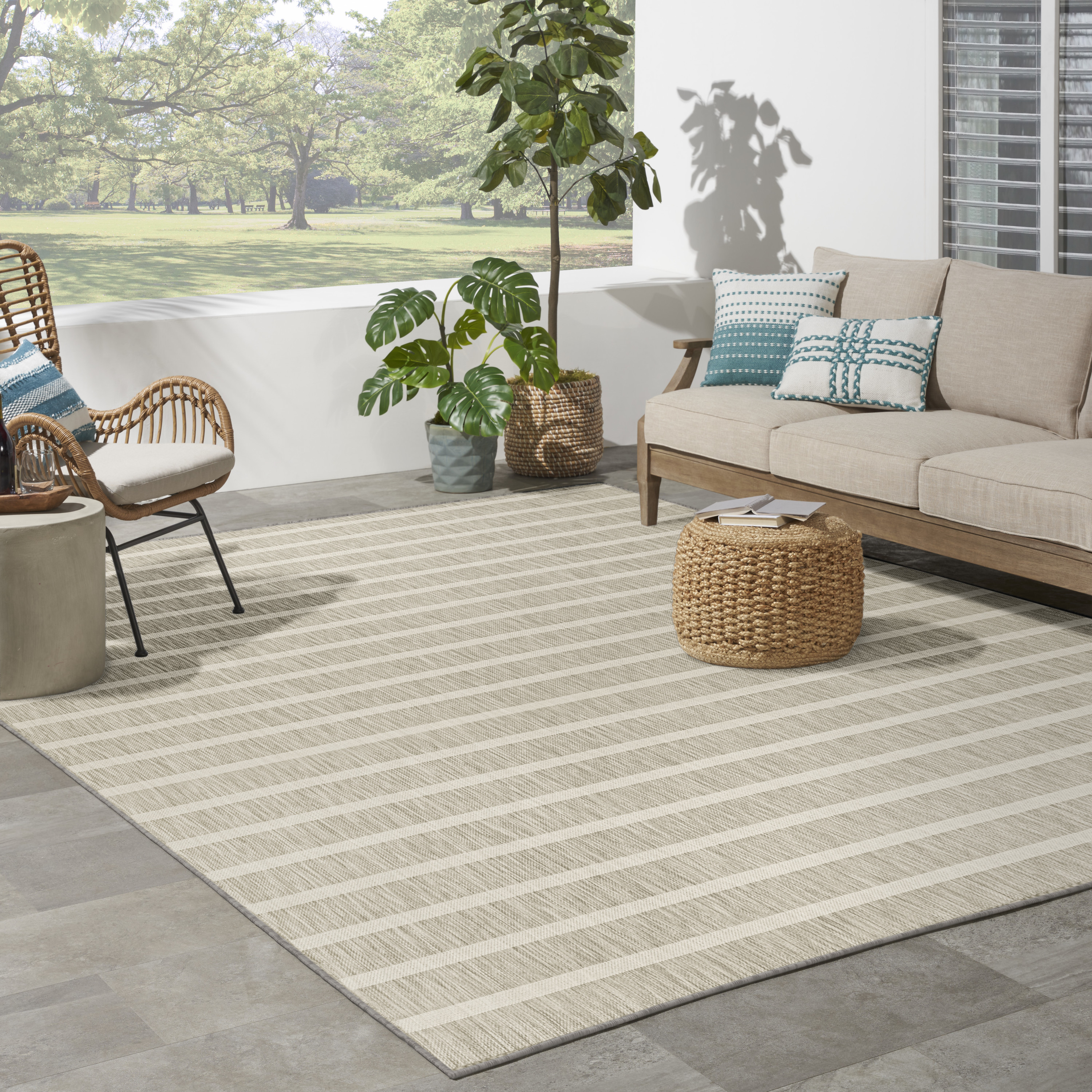 Nourison Positano 8' x 10' Grey Ivory Modern Rug