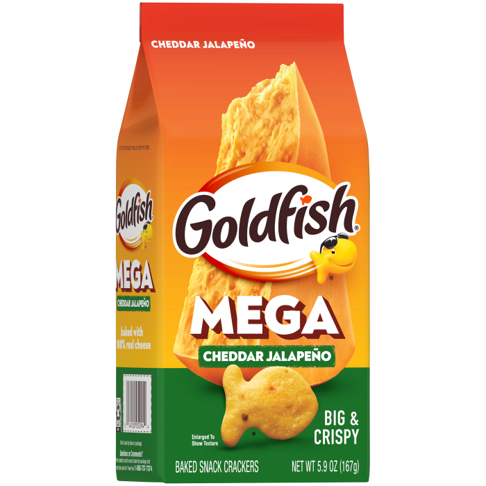 Goldfish® Cheddar Jalapeño Baked Snack Crackers, 5.9 oz, bag - Left Angle Image