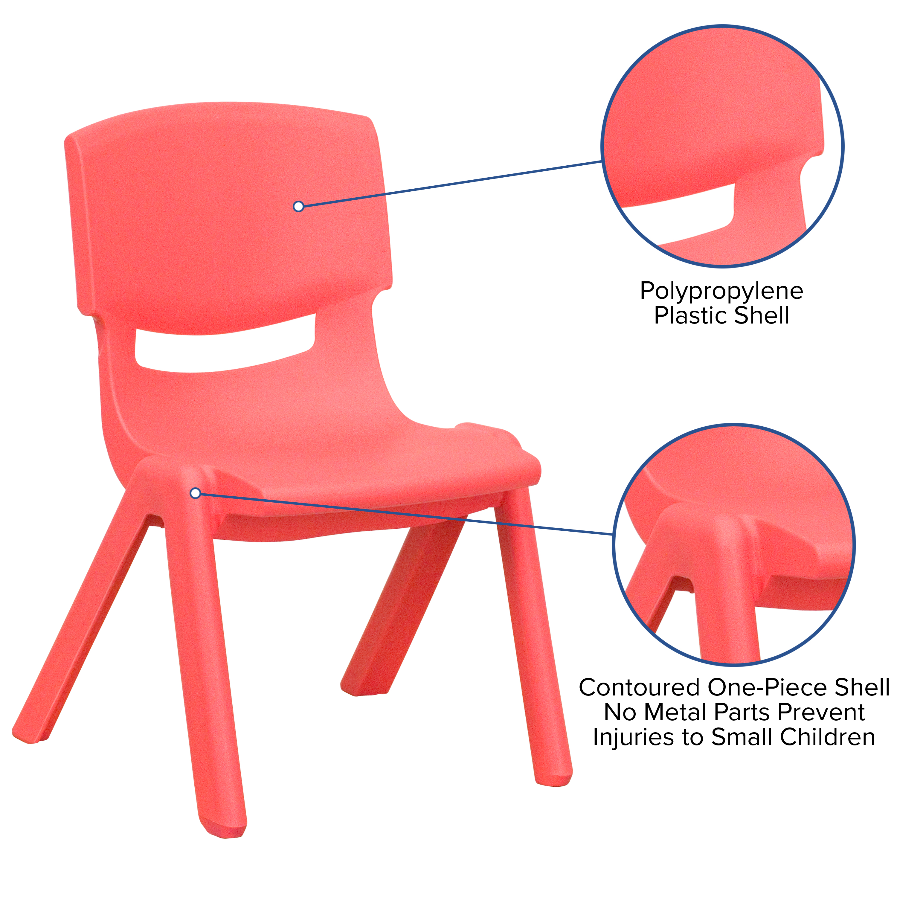 Pack de 4 sillas escolares apilables de plástico azul con asiento de 10,5" H, silla preescolar - Imagen 39 de 58