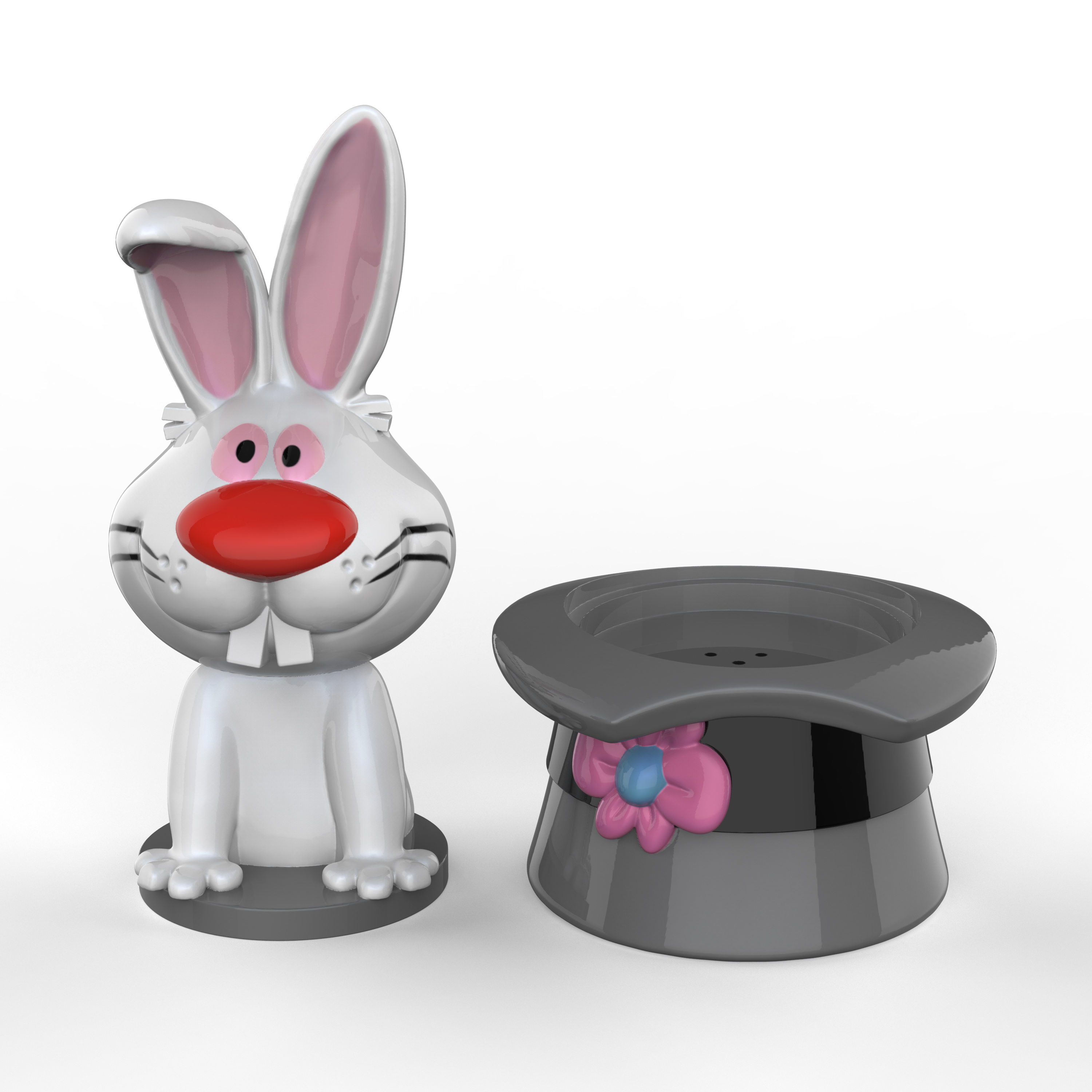 Frosty the Snowman Salt and Pepper Shaker Set, Top Hat & Bunny, 2-piece set