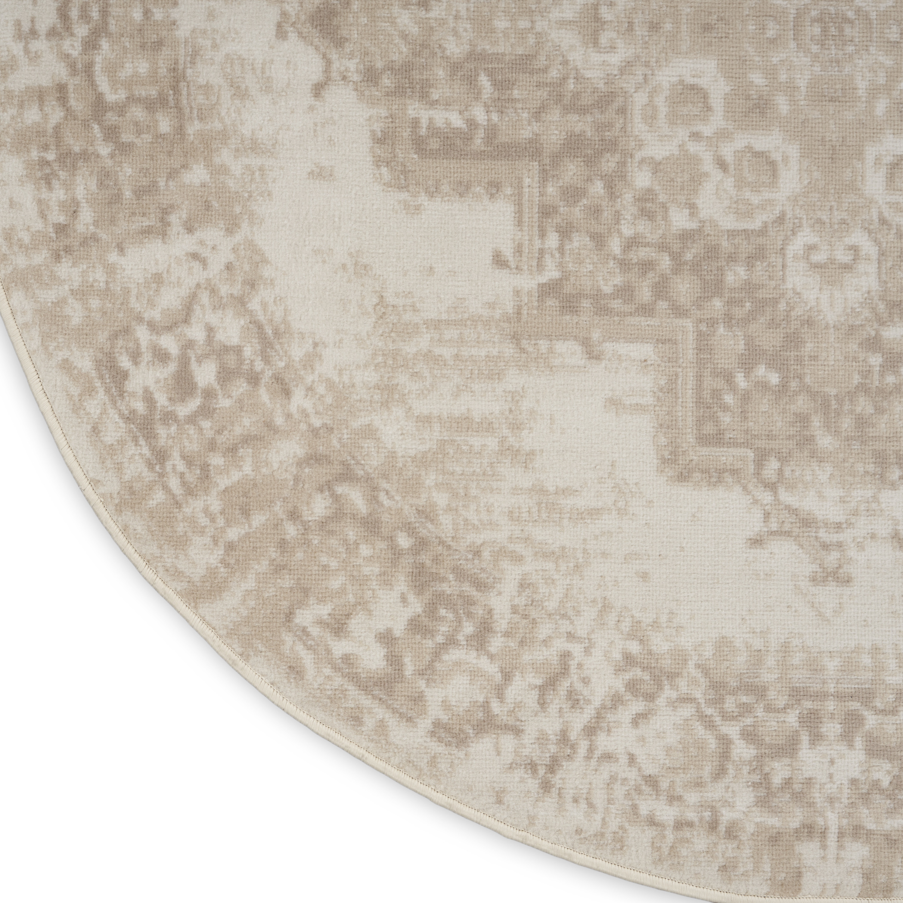 Nourison Grafix 5'3" x Round Ivory Beige Vintage Indoor Rug