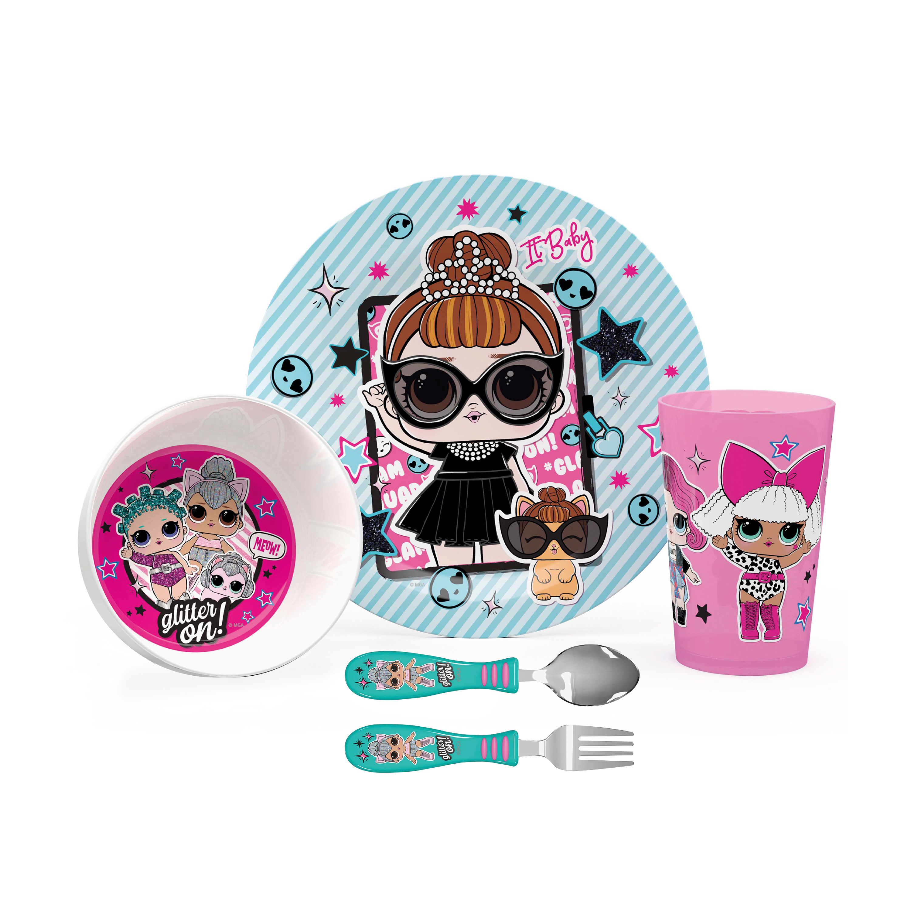 LOL Surprise Dinnerware Set, Glitter ON!, 5-piece set slideshow image 1 LOL Surprise Dinnerware Set, Glitter ON!, 5-piece set slideshow image 1