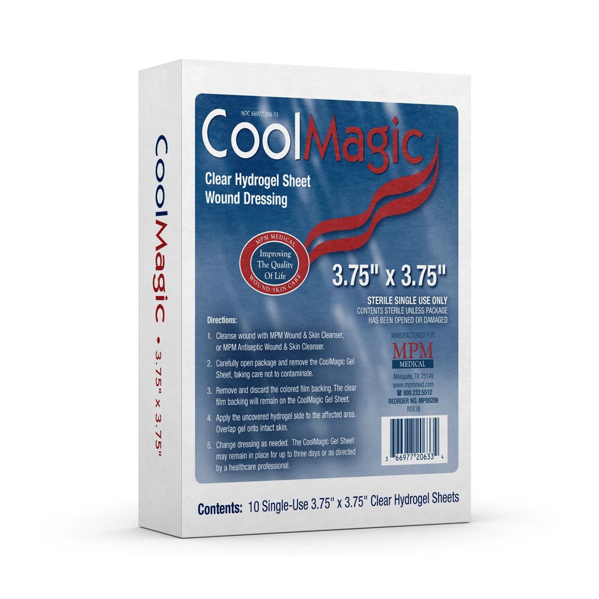 CoolMagic™ Hydrogel Sheet Dressing, 3¾ x 3¾ inch