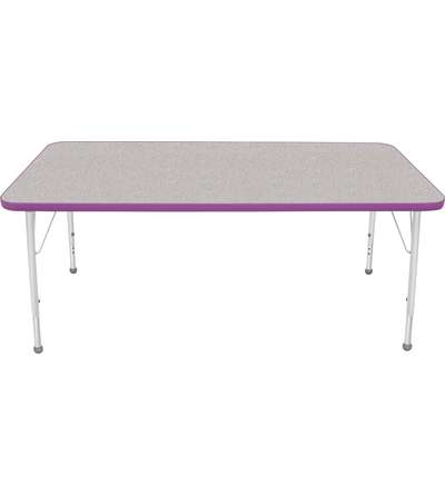 Creative Colors® Activity Table, Rectangle, 30" x 60", Gray Nebula Top Color, Purple Edge Color, Standard Leg Height, Platinum S