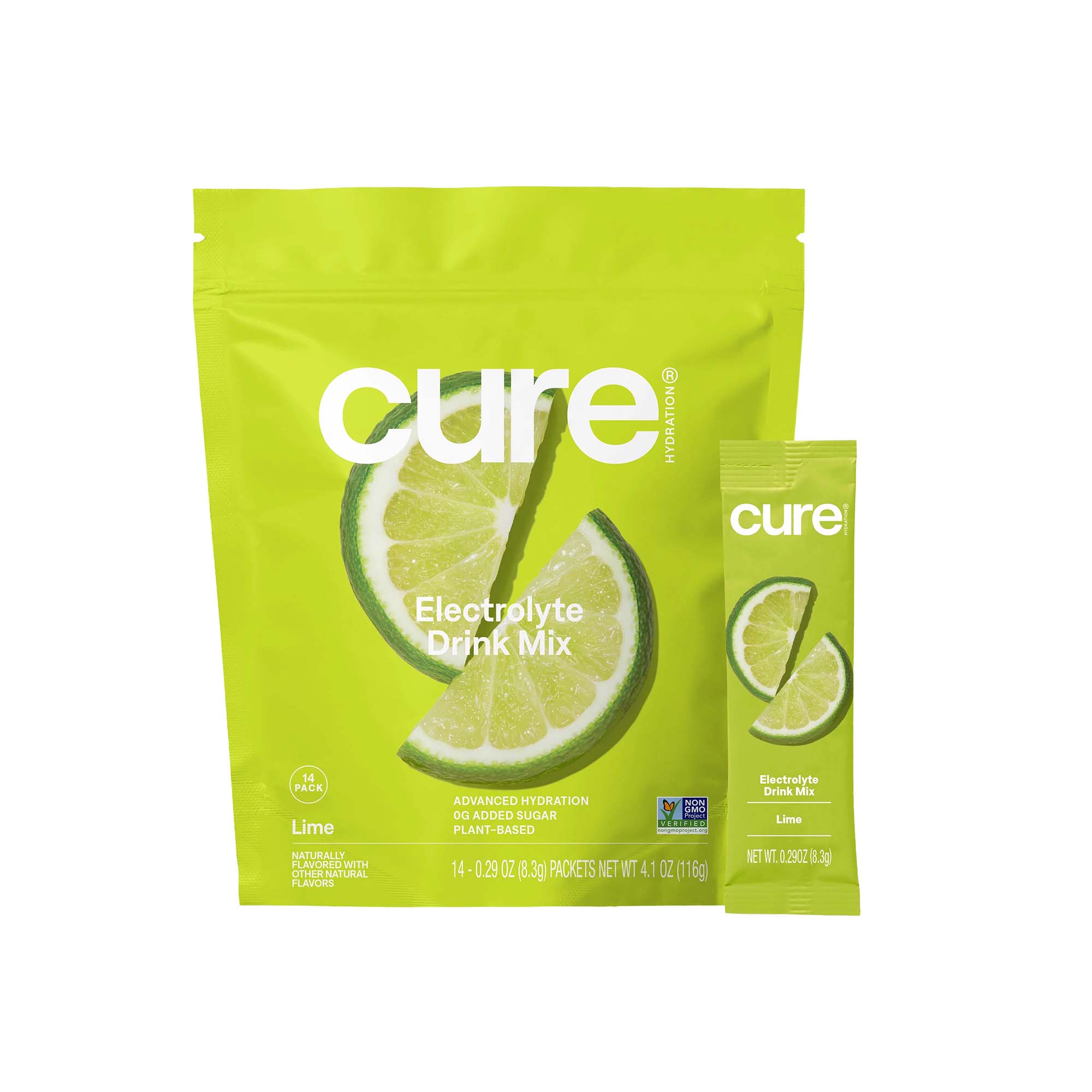 Cure Electrolyte Drink Mix made with Coconut Water, Lime, 7.7-gram Packets