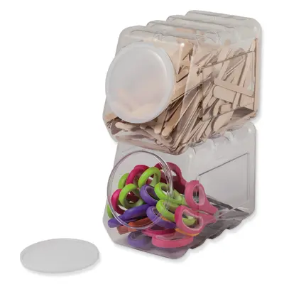 Pacon Interlocking Storage Container With Lid, Clear,  5-1/2