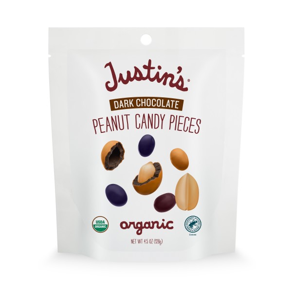 JUSTIN'S Dark Chocolate Peanut Candy Pieces 6-4.5 Ounce Packs . C1N1 - Front No Plunge In Package (Hi Res)