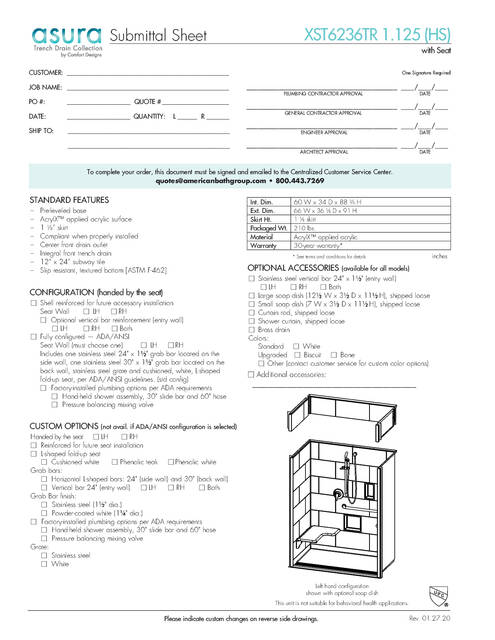 Spec Sheet — Cd Shower Spec Sheet Asura Xst 6236 Tr 1 125 Seat