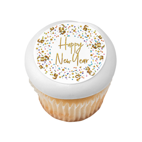 Happy New Year Confetti PhotoCake® Edible Image®