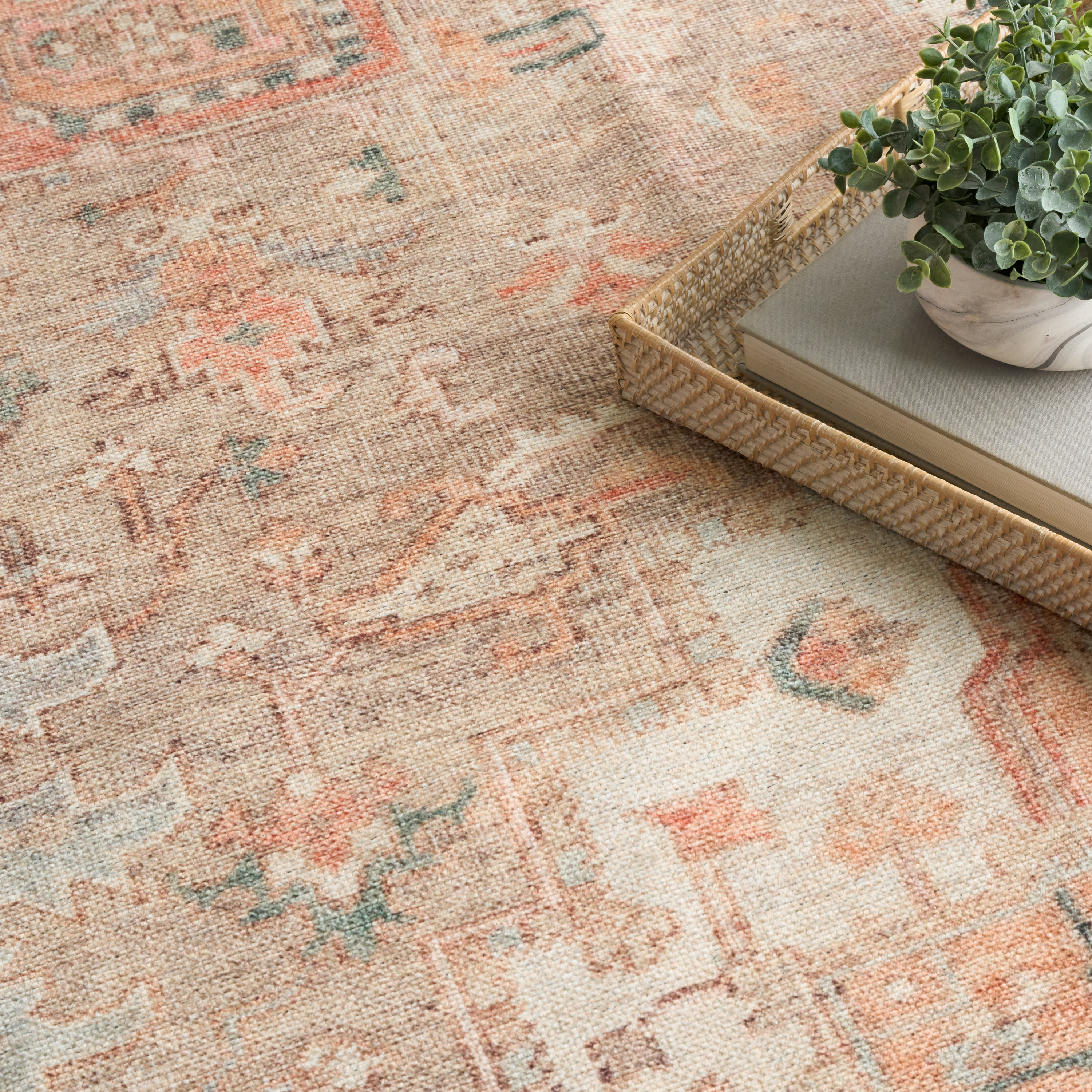 Nourison Vintage Washables 9' x 12' Coral Taupe Vintage Indoor Rug