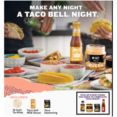 Taco Bell Soft Taco Dinner Kit 10 Soft Tortillas, Taco Bell Mild Sauce & Seasoning, 14.6 oz Box