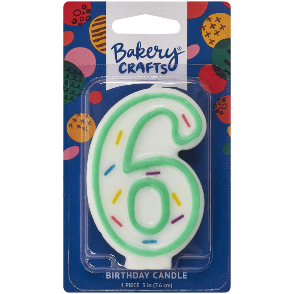6 Green Sprinkle Numeral Candles