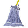 Hillyard, Waxer Polyester/Rayon Looped-End Finish Mop Head with 1.25" Headband, Large, Blue