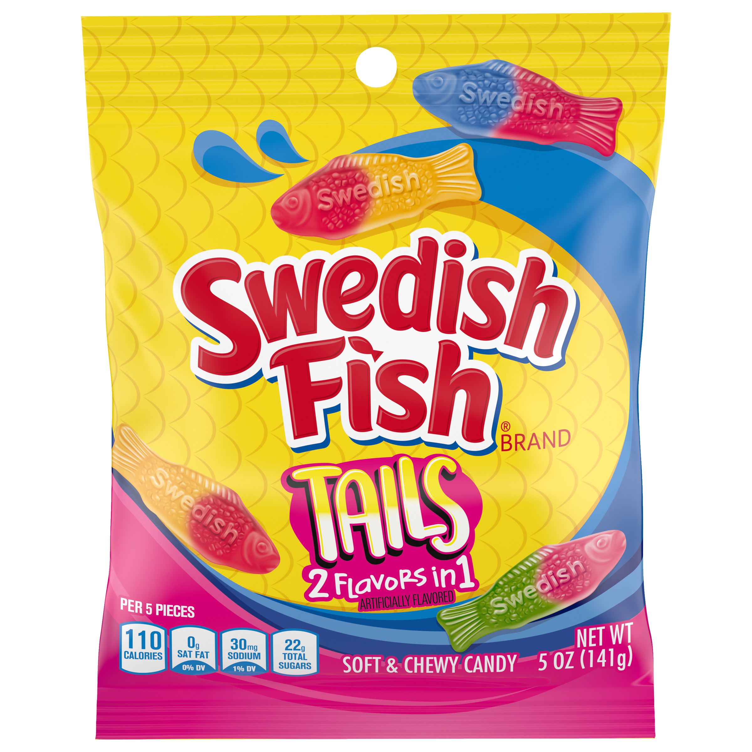 SWEDISH FISH Tails 2 Flavors in 1 Soft & Chewy Candy, 5 oz