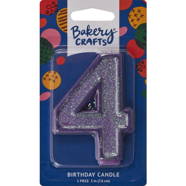 4 Glitter Numeral Candles
