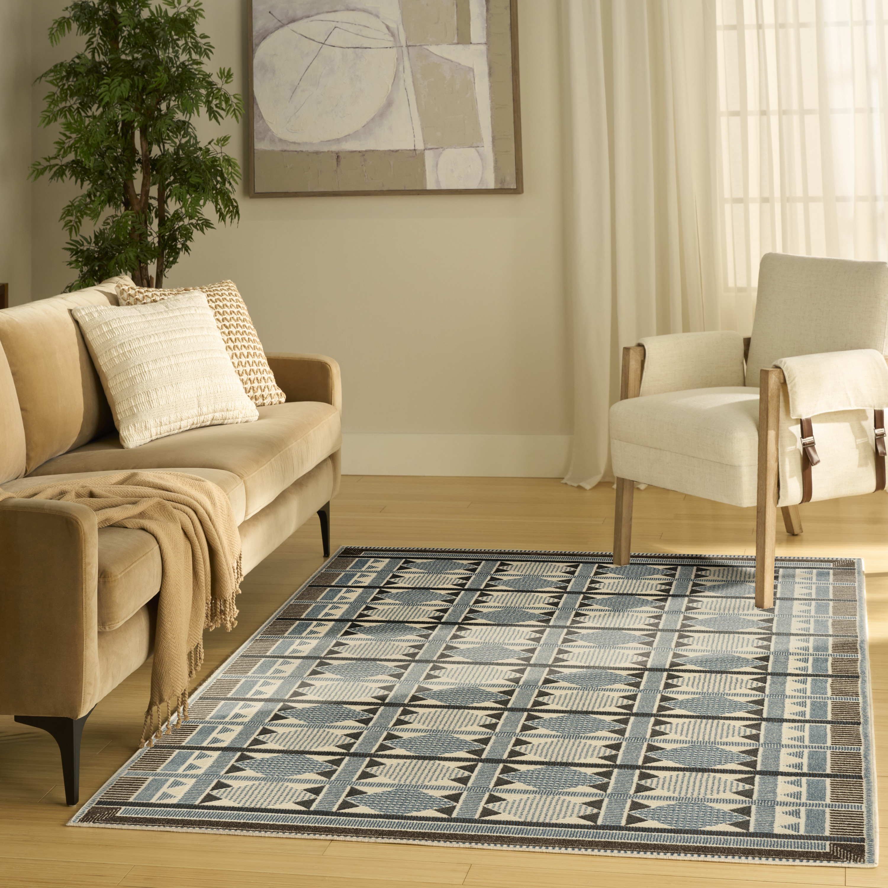 Nourison Nordic 5' x 7' Blue Modern Indoor Rug