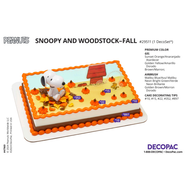 Peanuts® Snoopy® and Woodstock® Fall Cake Decorating Instruction Card