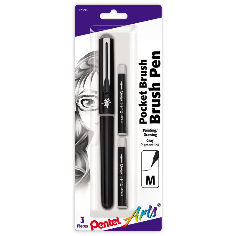 Pocket Brush Pen with 2 Gray Refills