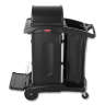 Rubbermaid Commercial, Janitorial Cleaning Cart with Doors and Hood, High Security, Black