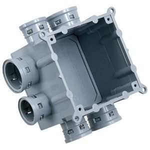 Kwikon® Square Slab Box, PVC, 3-5/8 in. D, 2 Gang, 29 cu.in.