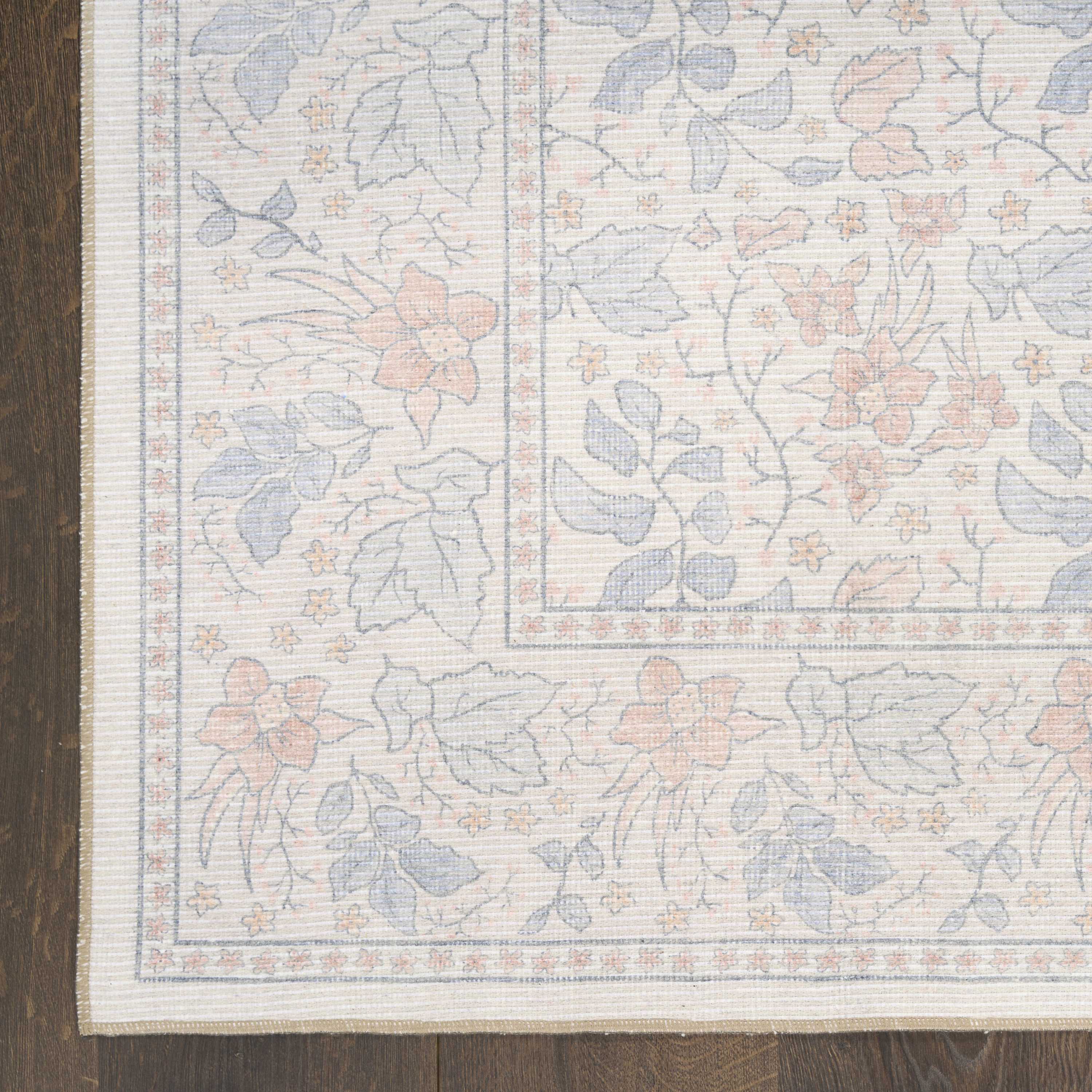 Nourison Botanical Washables 4' x 6' Ivory Multicolor Farmhouse Indoor Rug