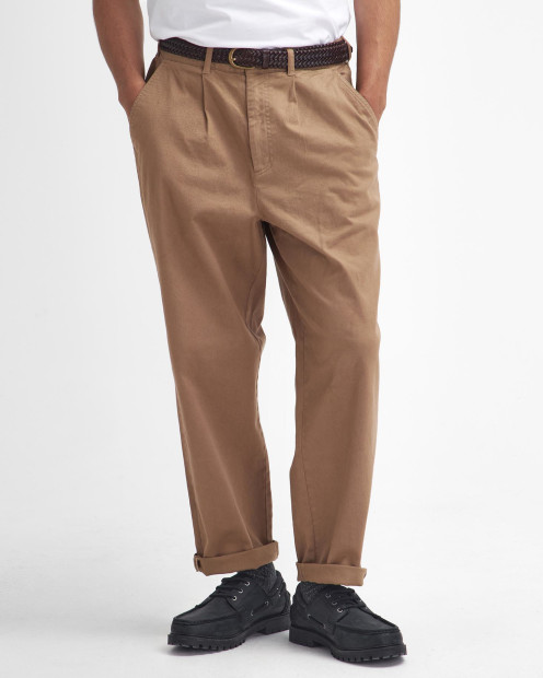 Washed Stretch Relaxed Trousers Stone