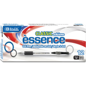 Essence Gel Pen with Cushion Grip, Black, Box of 12