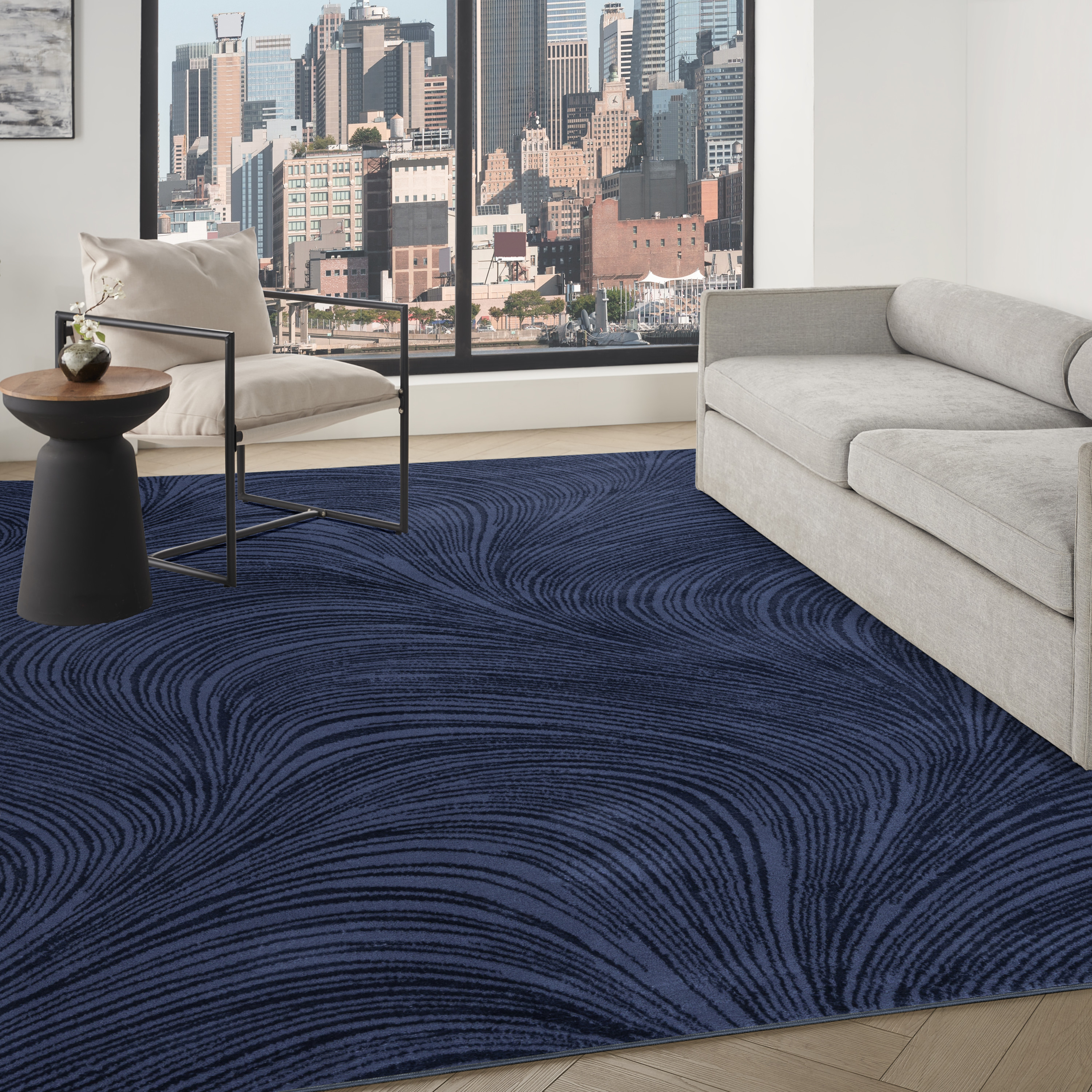 DKNY Central Park West 9' x 12' Navy Modern Indoor Rug