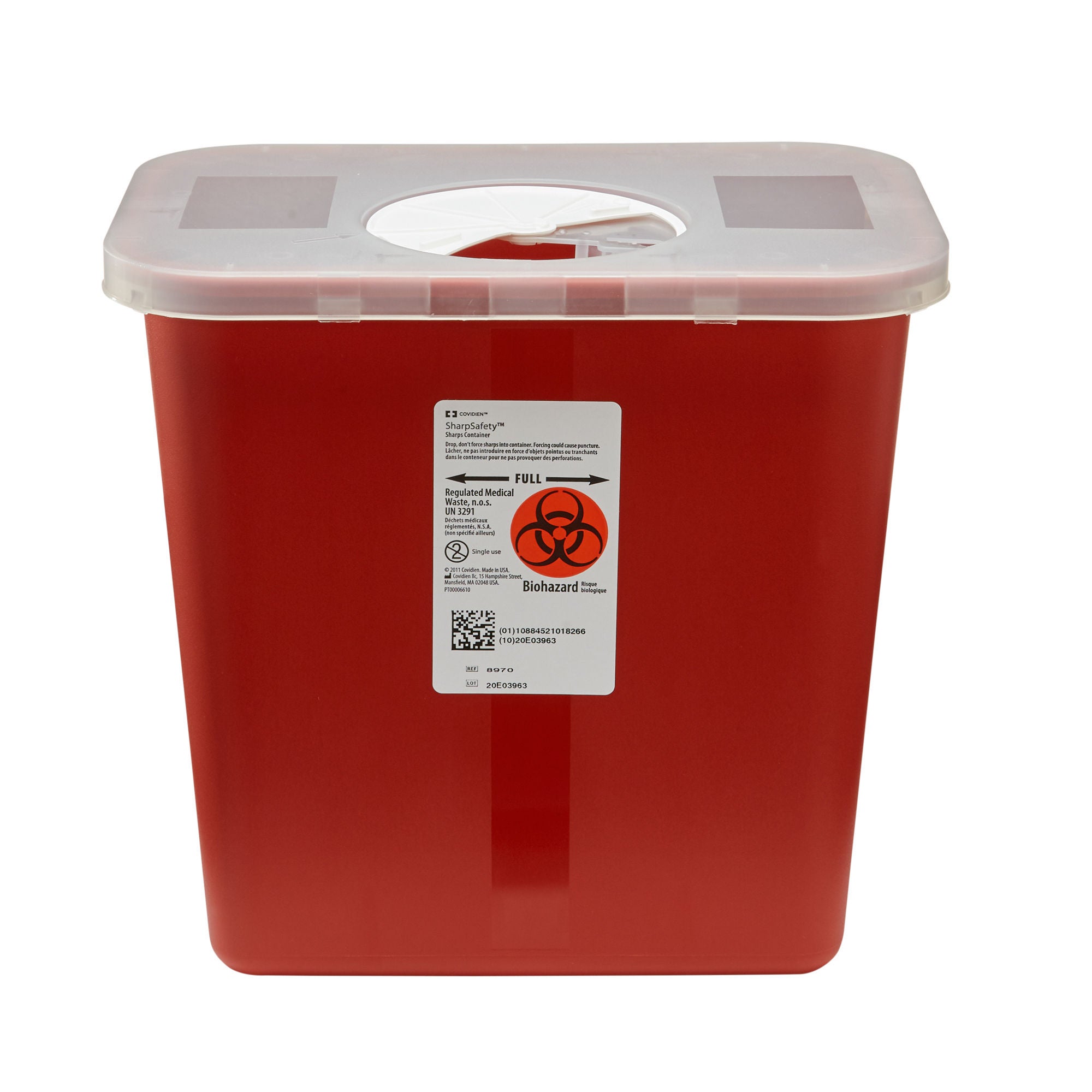 SharpSafety™ Multi-purpose Sharps Container, 2 Gallon, 10.5 x 10 x 7.25 Inch