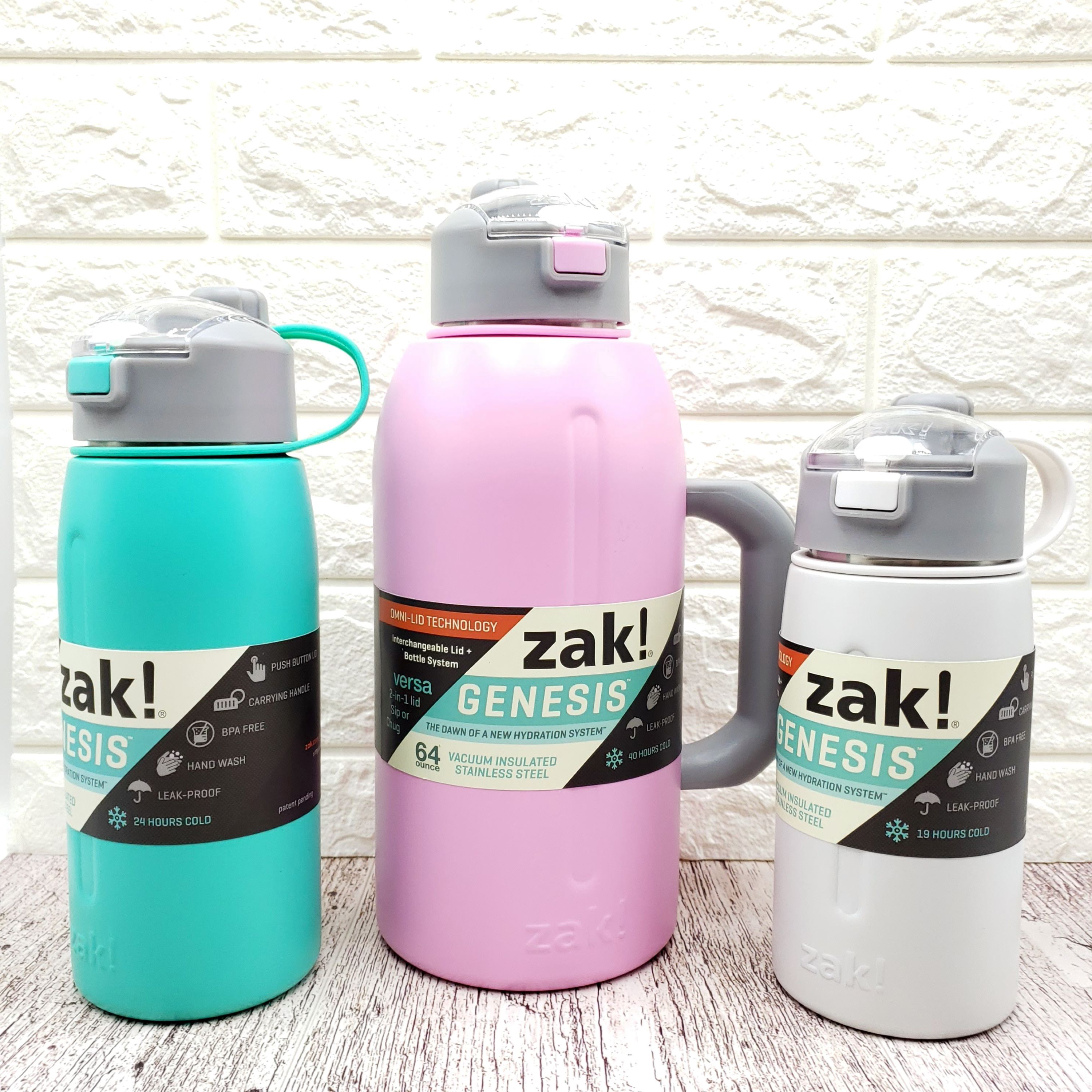 Zak 2 In 1 Lid Double Wall Vacuum Insulated Stainless Steel 24 oz Zak Water Bottle Stainless Steel