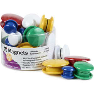 Round Magnets, Assorted Sizes & Colors, Tub of 30