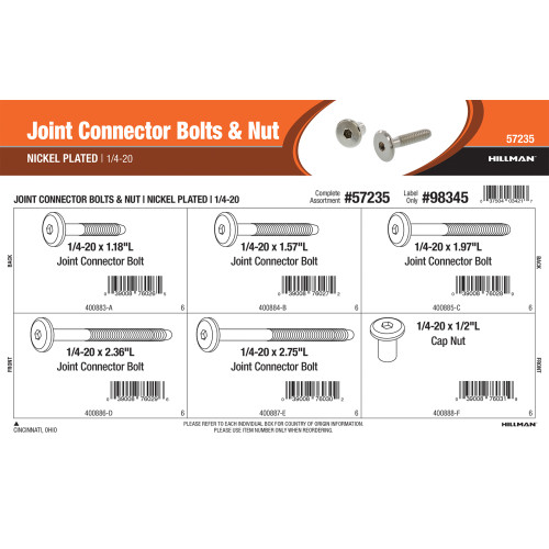 Nickel-plated Joint Connector Bolts & Nuts Assortment (1/4