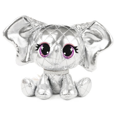 P.Lushes Designer Fashion Pets Ella L’Phante Elephant Limited Edition Premium Stuffed Animal Soft Plush with Glitter Sparkle, Silver, 6”