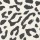 Irregular black brushstroke spots scatter across an off-white, textured fabric background, forming a loose, abstract leopard-print pattern with visible brush marks and varying spot sizes.