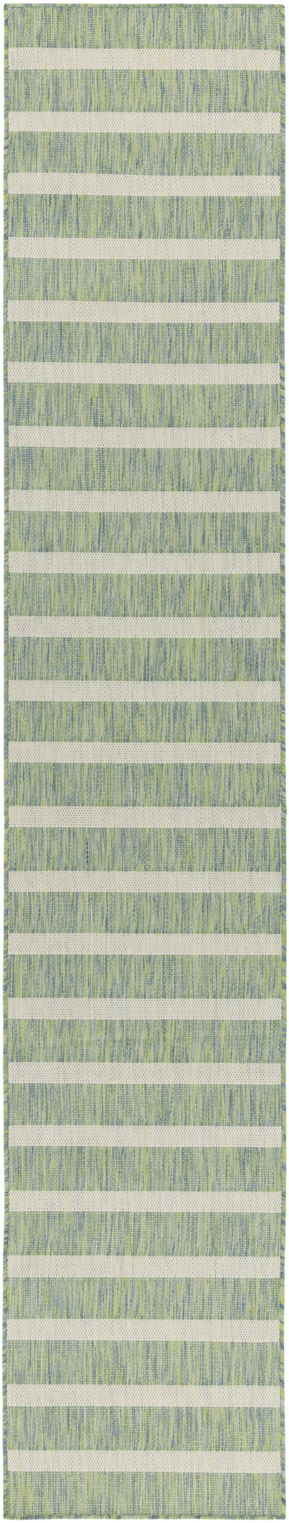 Nourison Positano 2'2" x 12' Blue Green Ivory Modern Rug