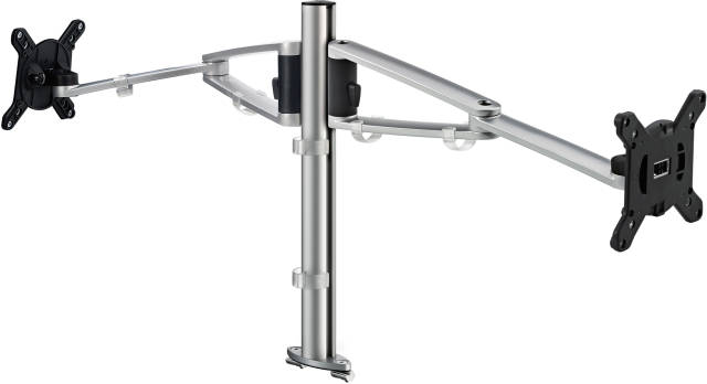 Set up opposing monitors for space-saving workspaces.