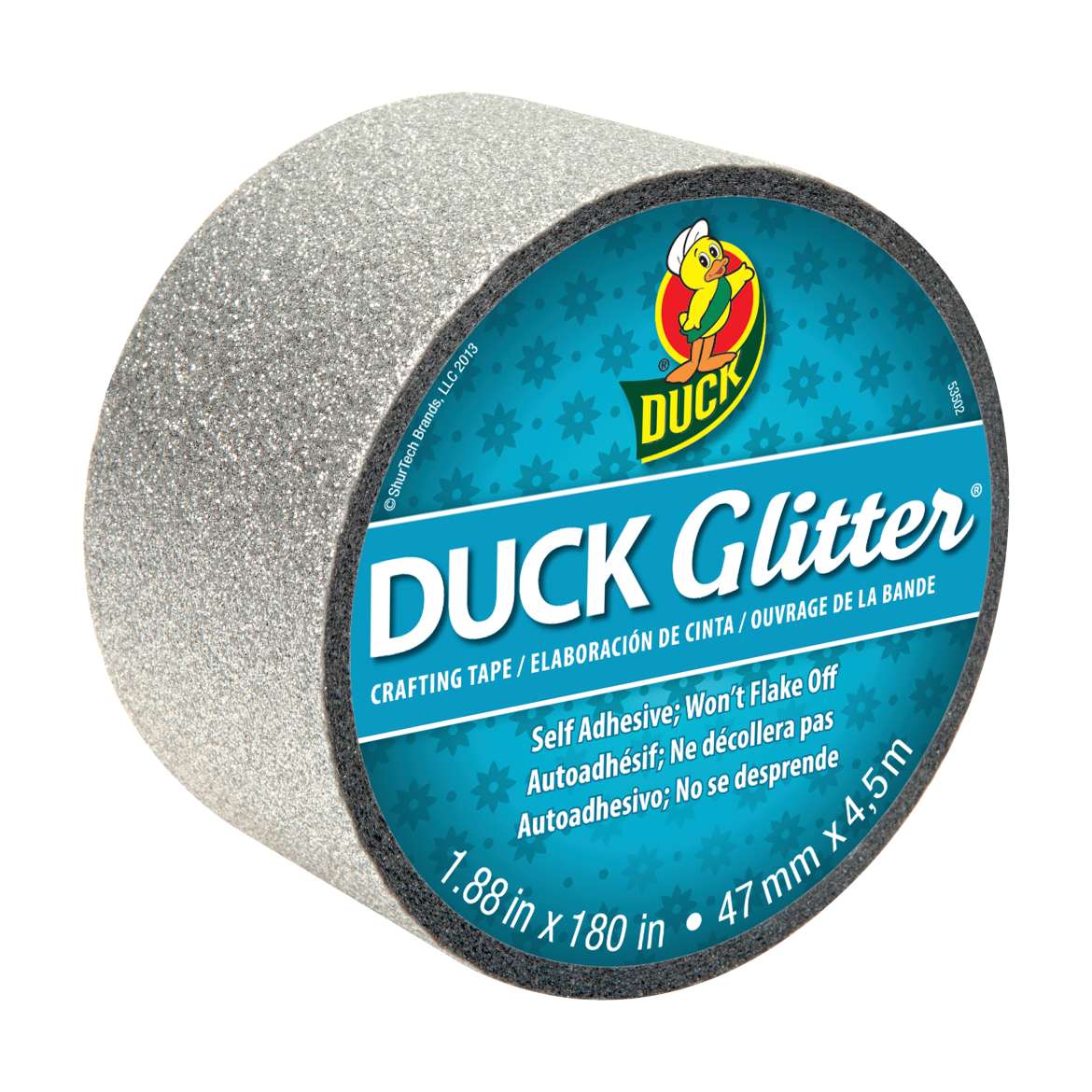 Duck Glitter® Crafting Tape - Silver, 1.88 in. x 5 yd. Image