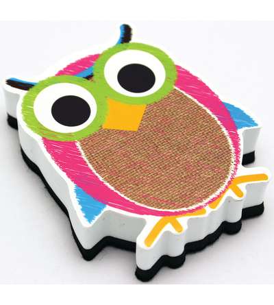 Magnetic Whiteboard Eraser, Owl Scribble Chalk Burlap