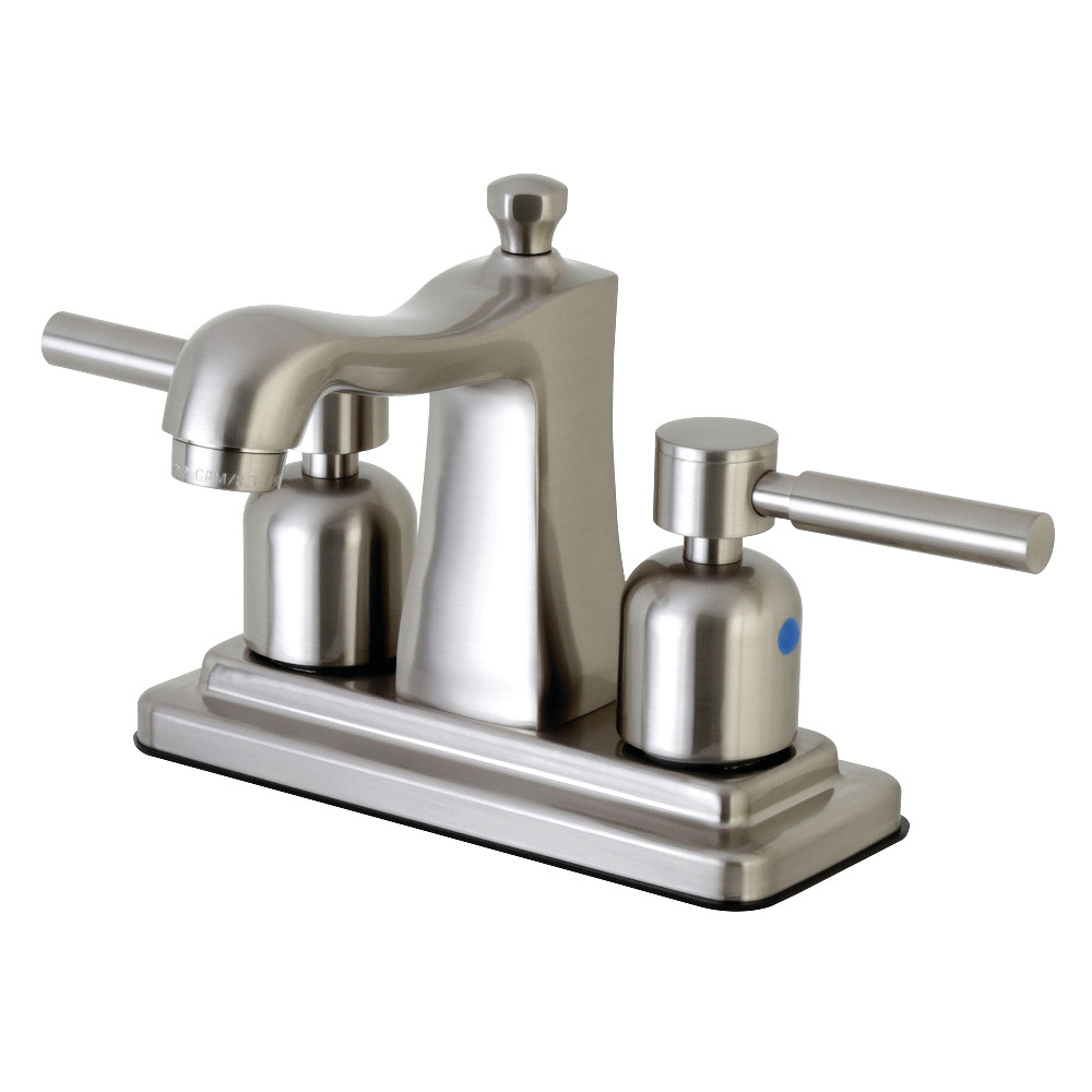 Double-Handle 4 inch Centerset Bathroom Faucet with Pop-Up Drain, Brushed Nickel