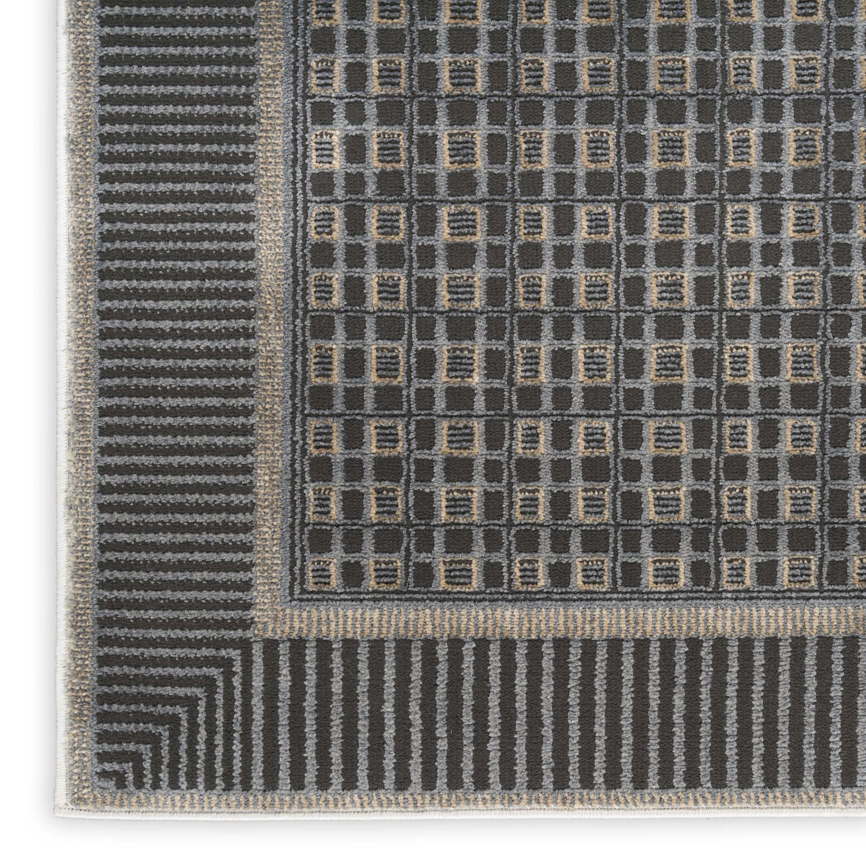 Nourison Nordic 2' x 3' Black Taupe Art Deco Indoor Rug