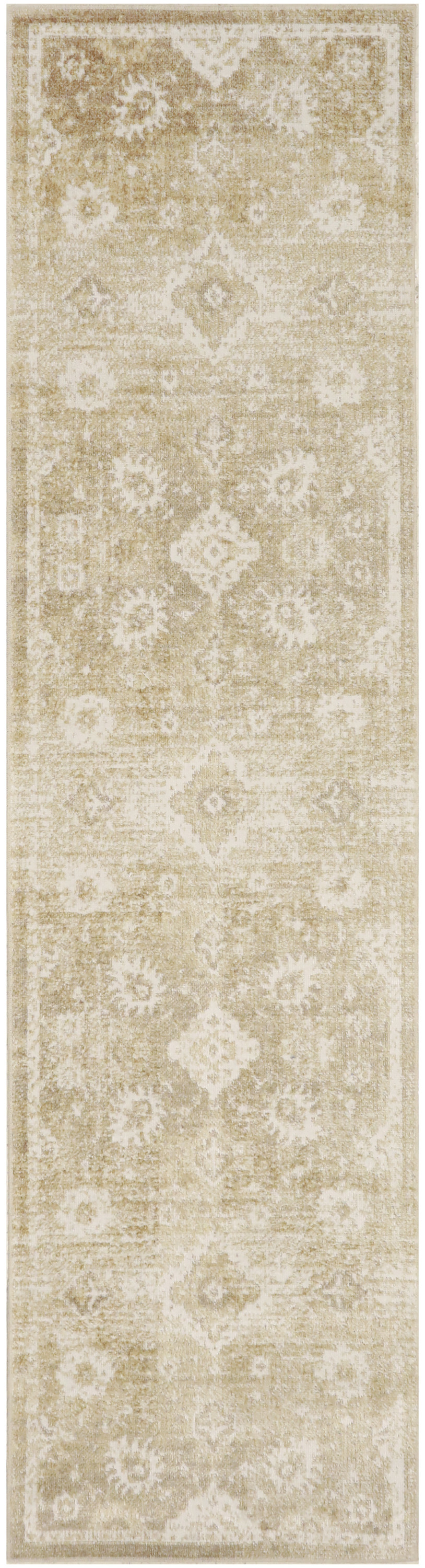Nourison Astra Machine Washable 2' x 6' Ivory Gold Vintage Indoor Rug