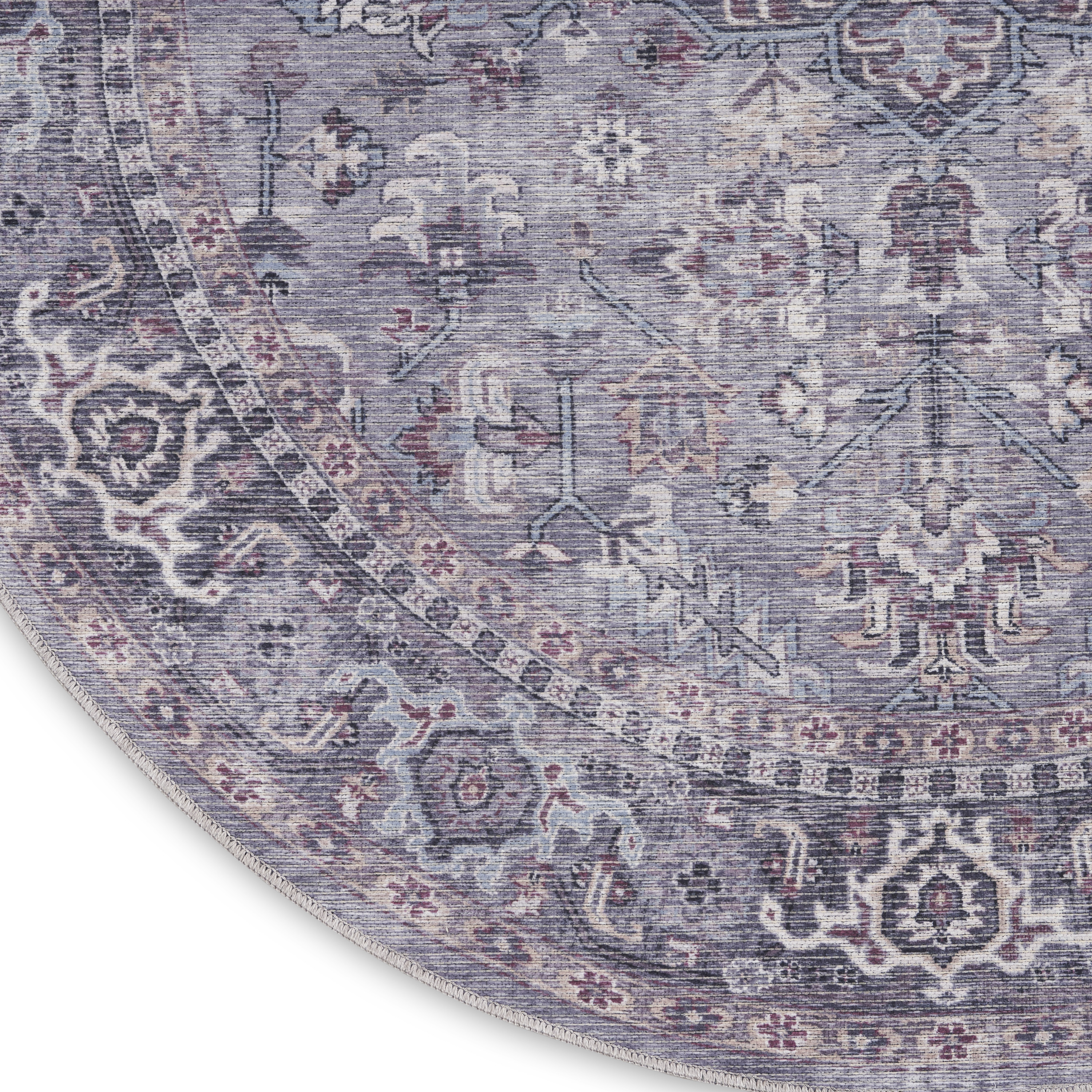 Nourison New Concept Washables 5'3" x Round Grey Vintage Indoor Rug