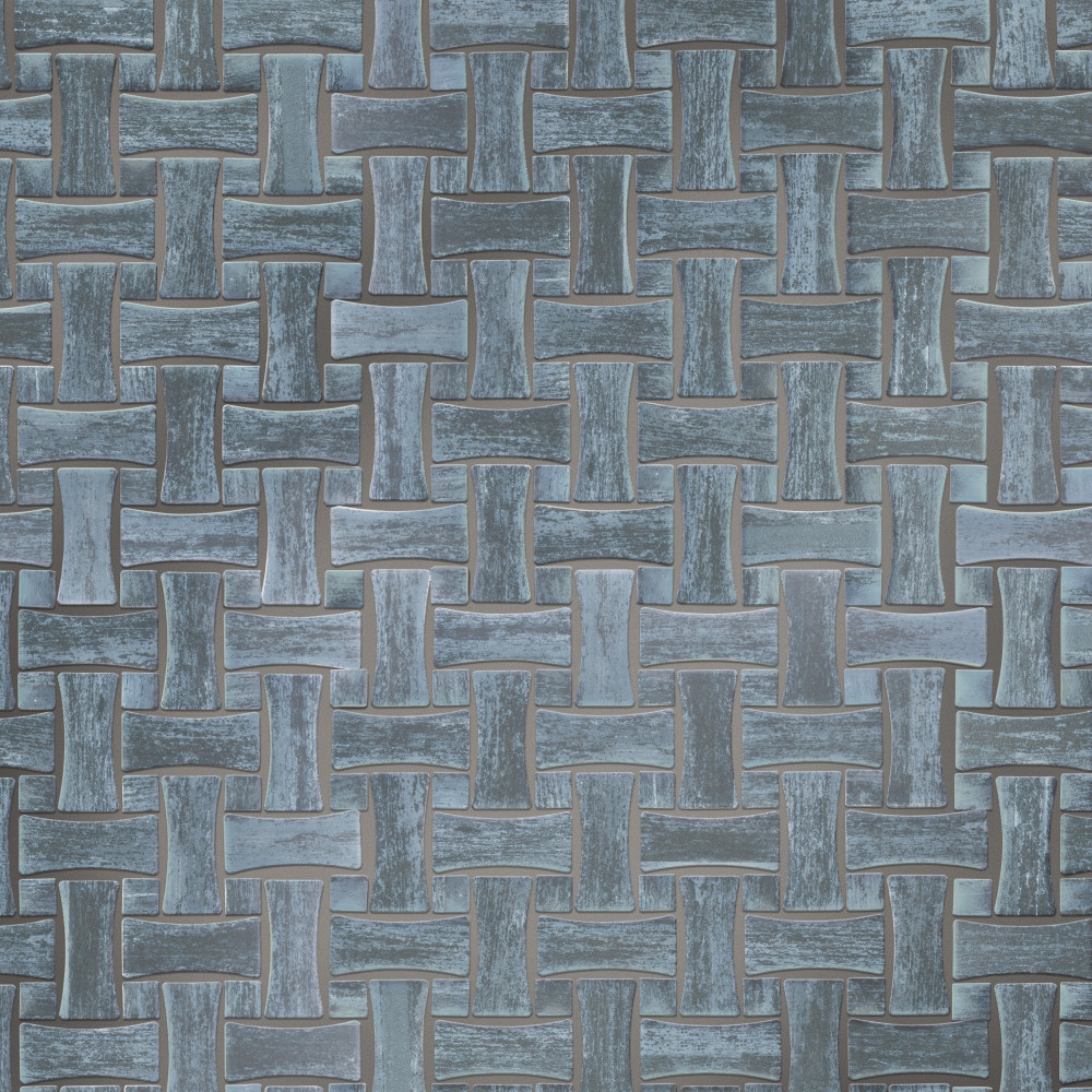 Cassis Dog Bone Basketweave Black w/ Black Dot 10 in. x 10 in. Porcelain Mosaic Tile