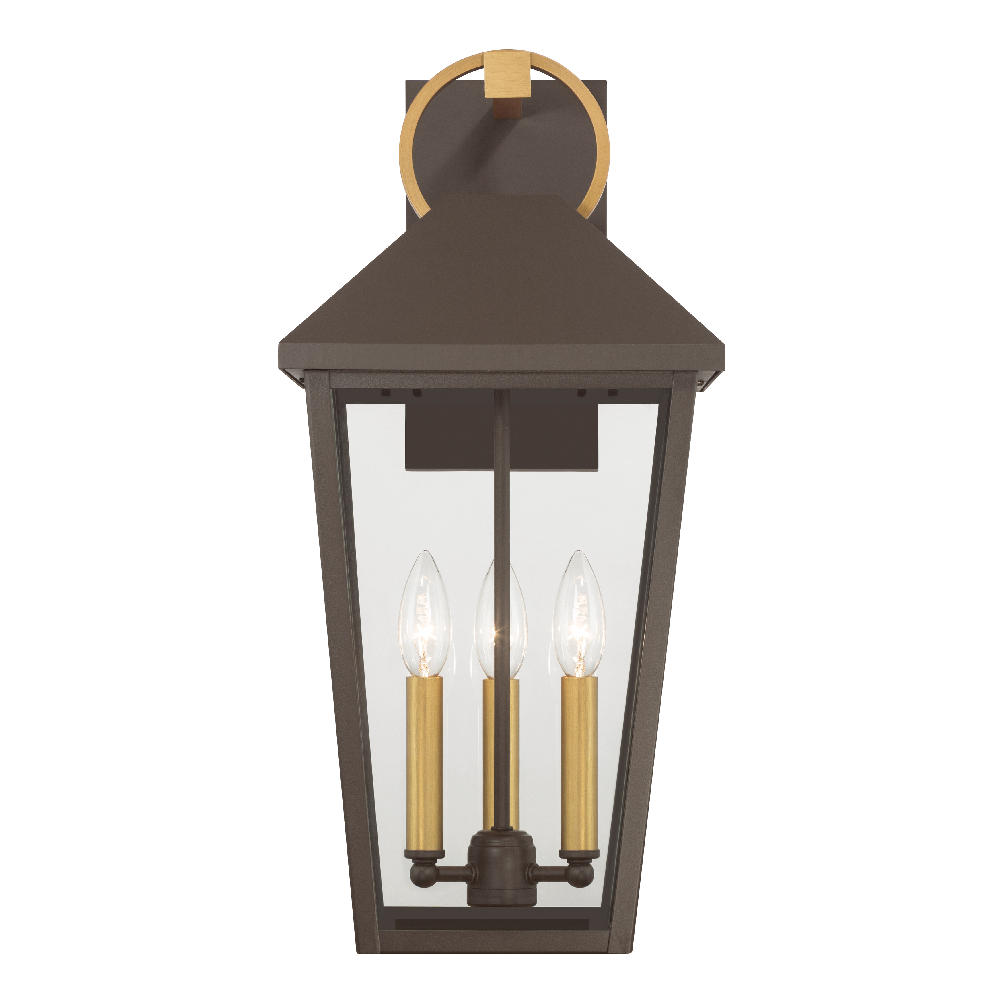 3-Light Outdoor Wall Lantern - Legacy Brass and Dark Bronze with Clear Glass - alternate view