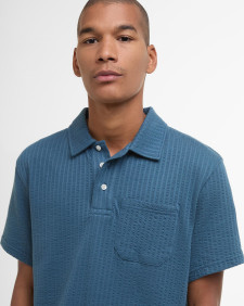 Dymchurch Seersucker Polo Shirt Dusk Blue