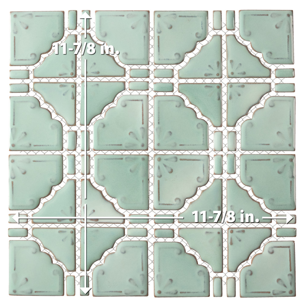 Hudson Moonbeam Mint Green 11-7/8 in. x 11-7/8 in. Porcelain Mosaic Tile