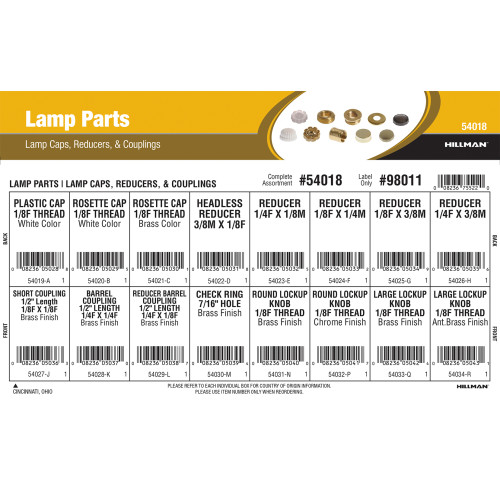 Lamp Parts Assortment (Lamp Caps, Reducers, & Couplings)